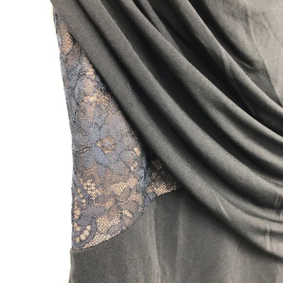 BCBGMaxAzria Black Renay Lace-Blocked Ruched Mini Bodycon Dress size 4 - Picture 8 of 16